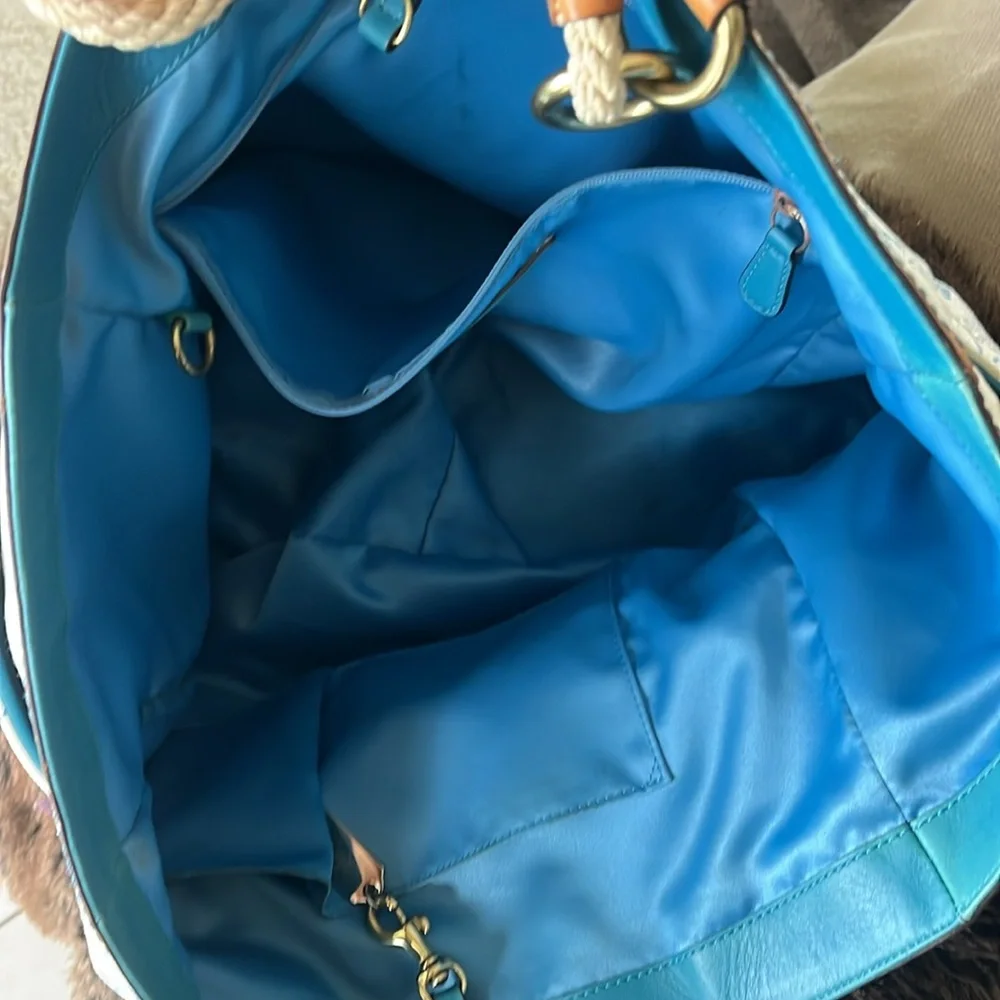 RARE COACH large Resort BUBBLE FISH CORAL LARGE CANVAS TOTE - Picture 8 of 10